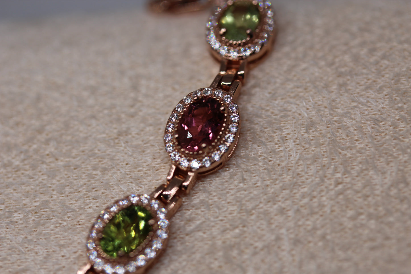 Colorful Tourmaline Bracelet in 925 Sterling Silver with Rose Gold Plating