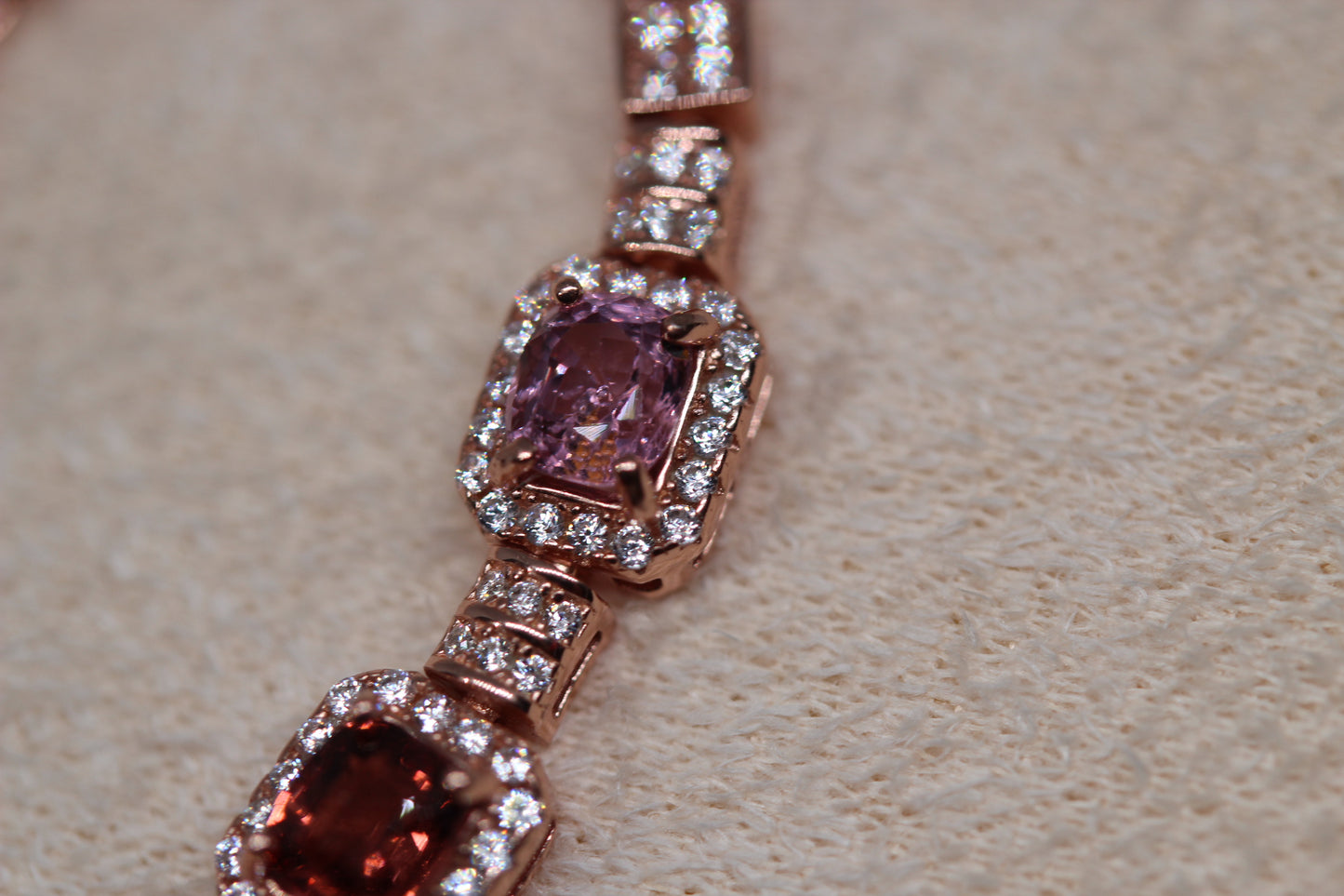 Colorful Spinel Bracelet in 925 Sterling Silver with Rose Gold Plating