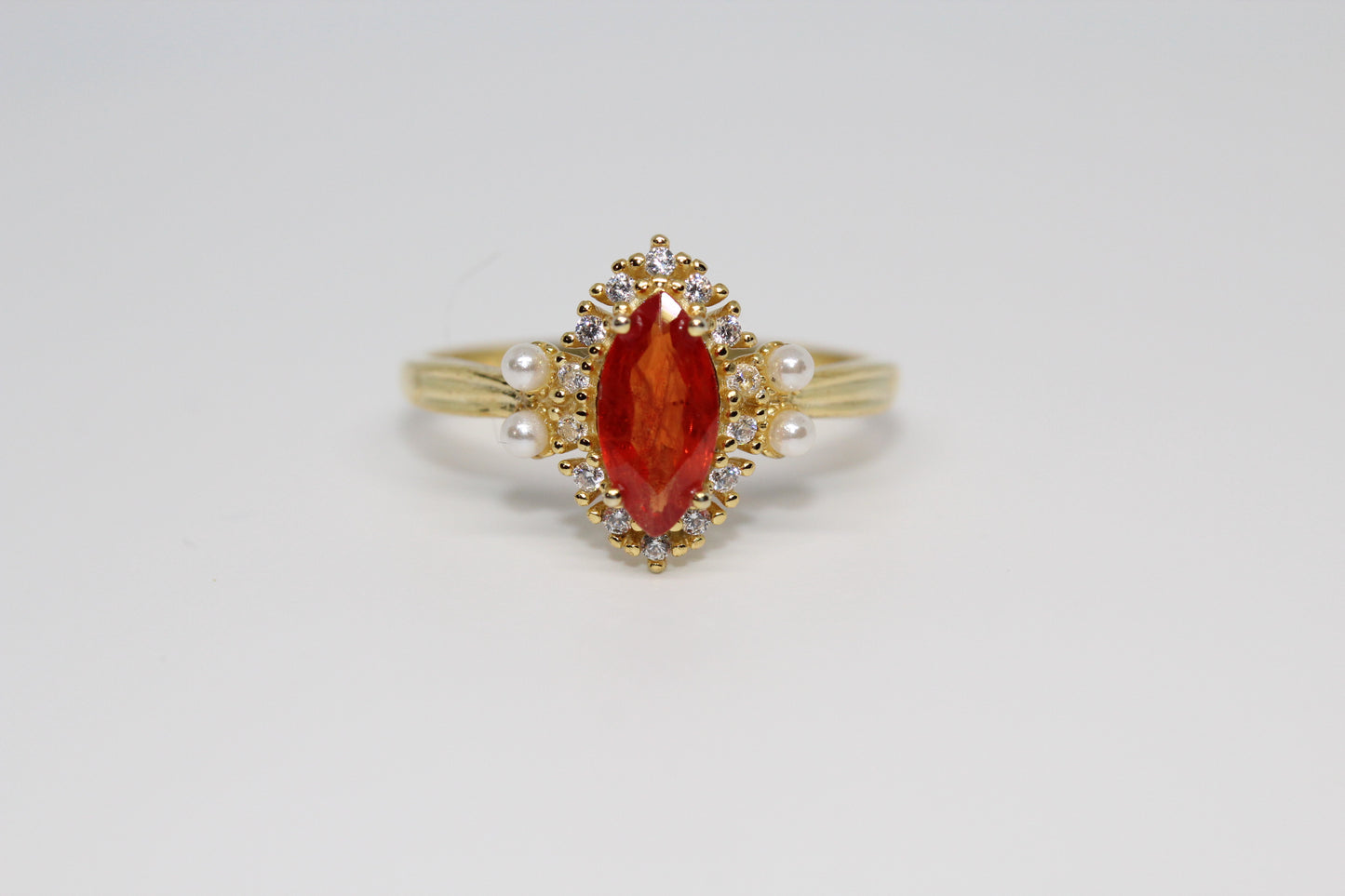 Fiery Orange-Yellow Sapphire Ring in Gold Plated 925 Silver