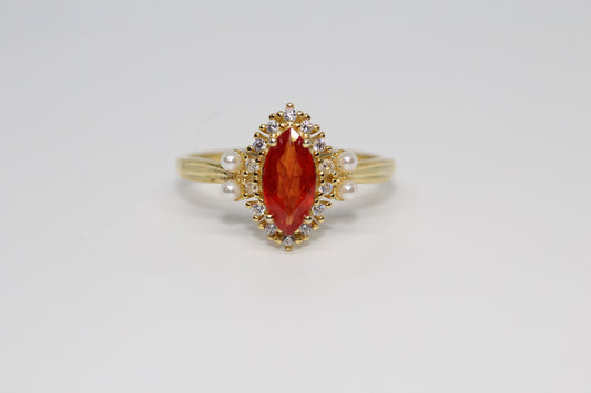 Fiery Orange-Yellow Sapphire Ring in Gold Plated 925 Silver