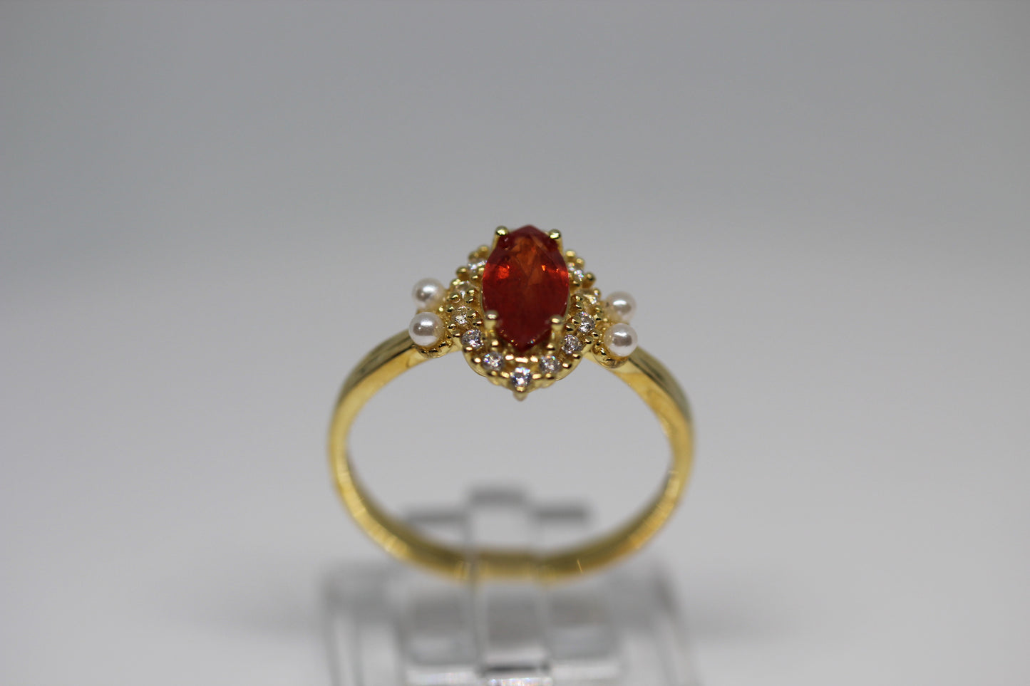 Fiery Orange-Yellow Sapphire Ring in Gold Plated 925 Silver