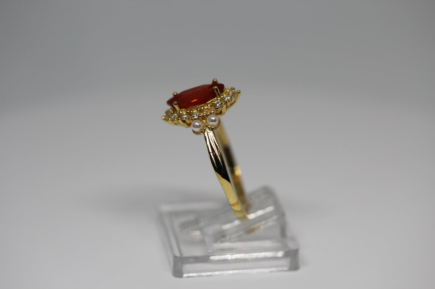 Fiery Orange-Yellow Sapphire Ring in Gold Plated 925 Silver