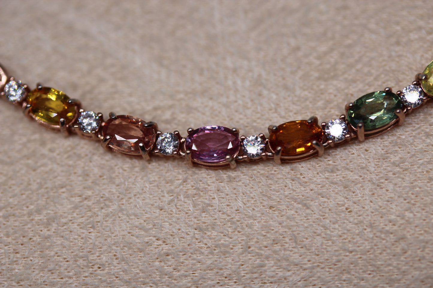 Multicolor Sapphire Bracelet in 925 Sterling Silver with Rose Gold Plating