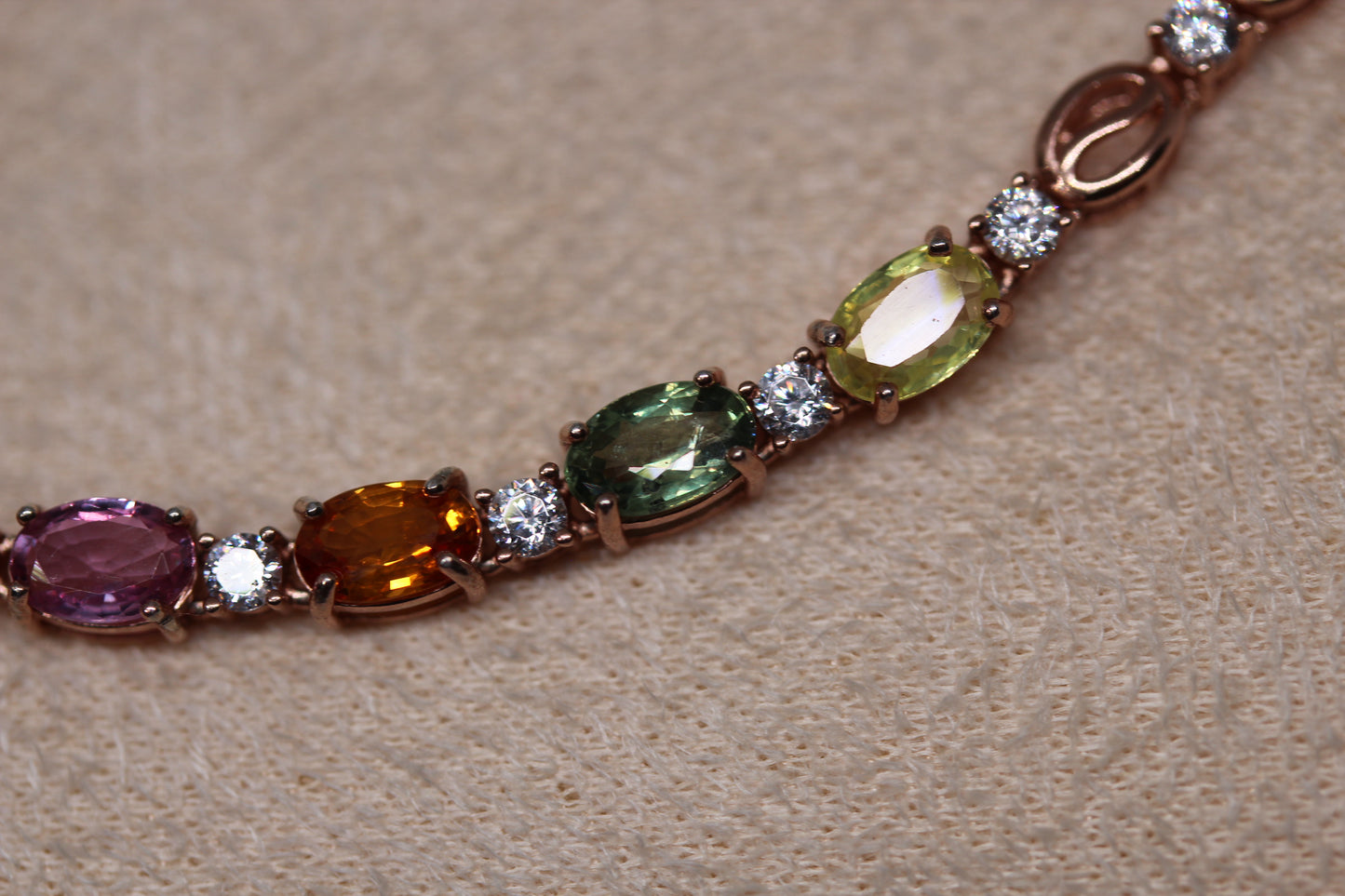 Multicolor Sapphire Bracelet in 925 Sterling Silver with Rose Gold Plating