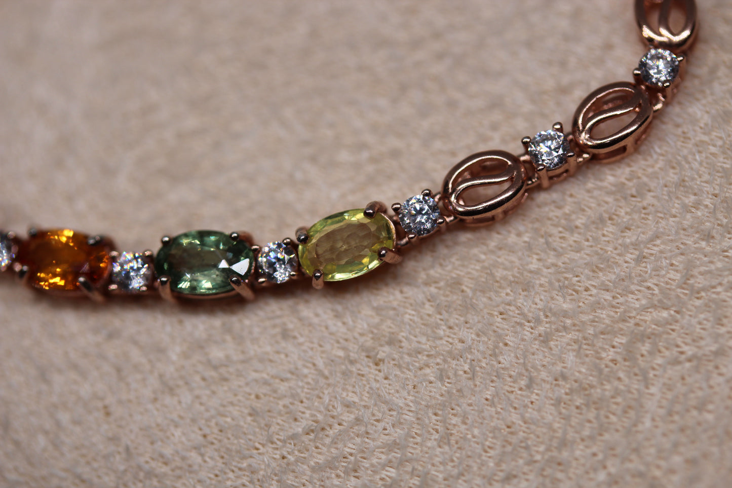 Multicolor Sapphire Bracelet in 925 Sterling Silver with Rose Gold Plating
