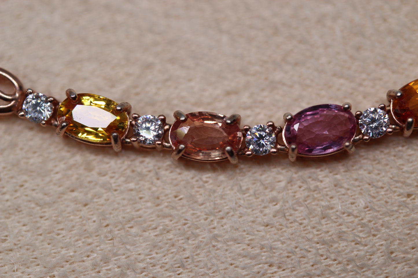 Multicolor Sapphire Bracelet in 925 Sterling Silver with Rose Gold Plating