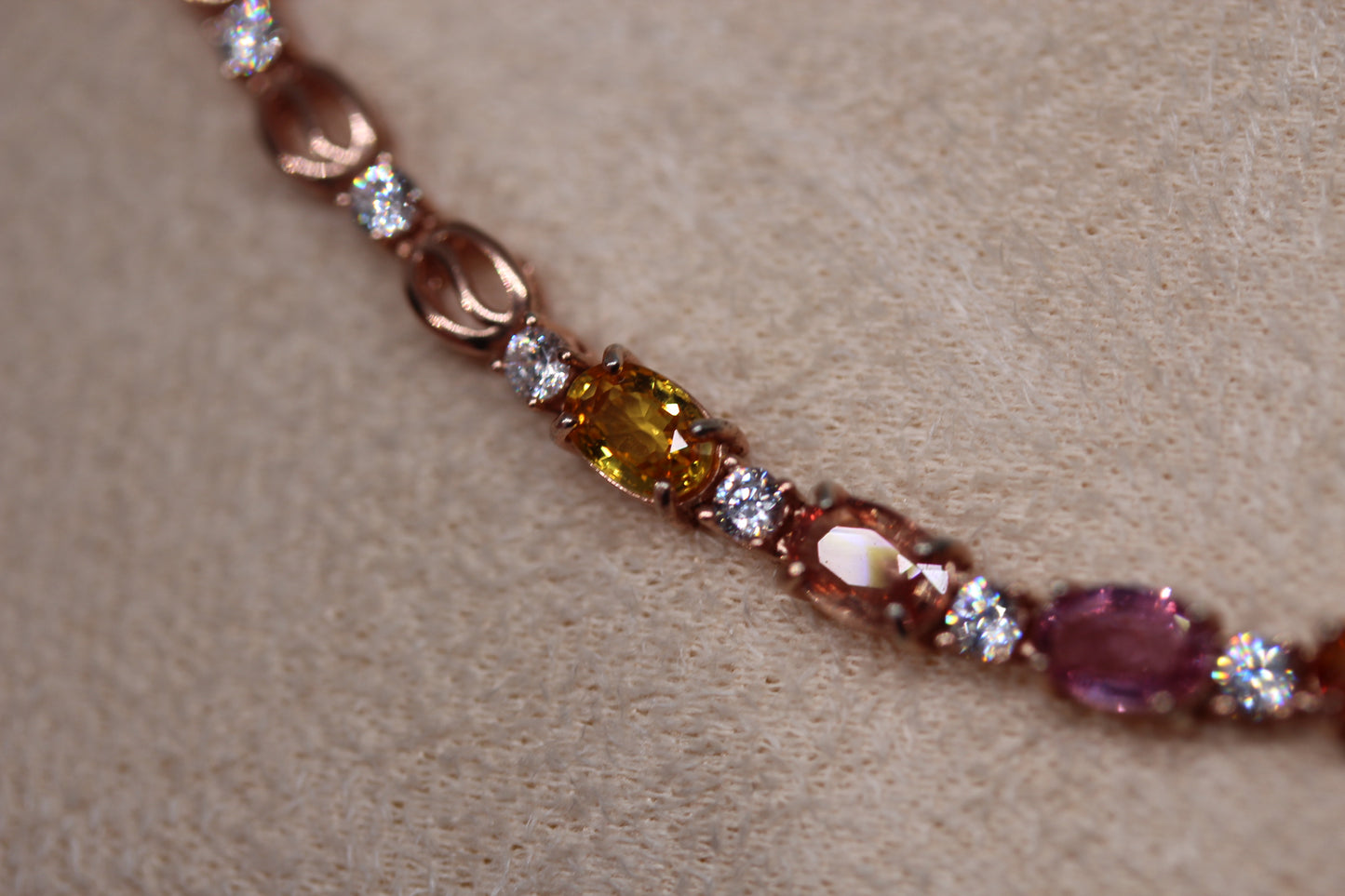 Multicolor Sapphire Bracelet in 925 Sterling Silver with Rose Gold Plating