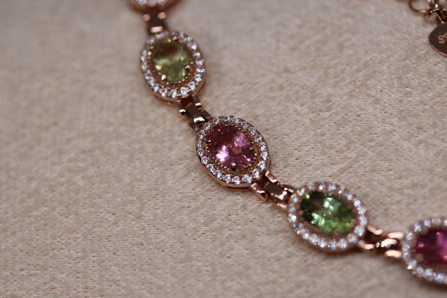 Colorful Tourmaline Bracelet in 925 Sterling Silver with Rose Gold Plating
