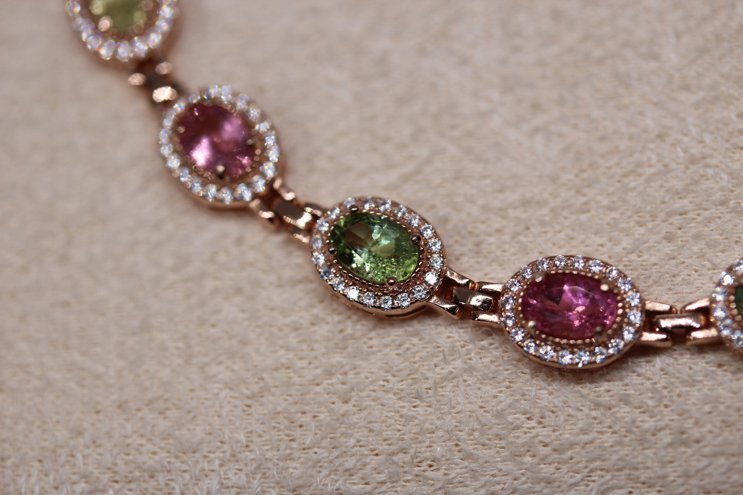 Colorful Tourmaline Bracelet in 925 Sterling Silver with Rose Gold Plating