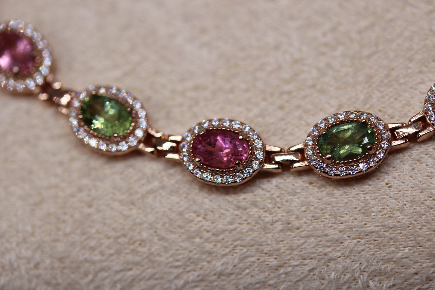 Colorful Tourmaline Bracelet in 925 Sterling Silver with Rose Gold Plating