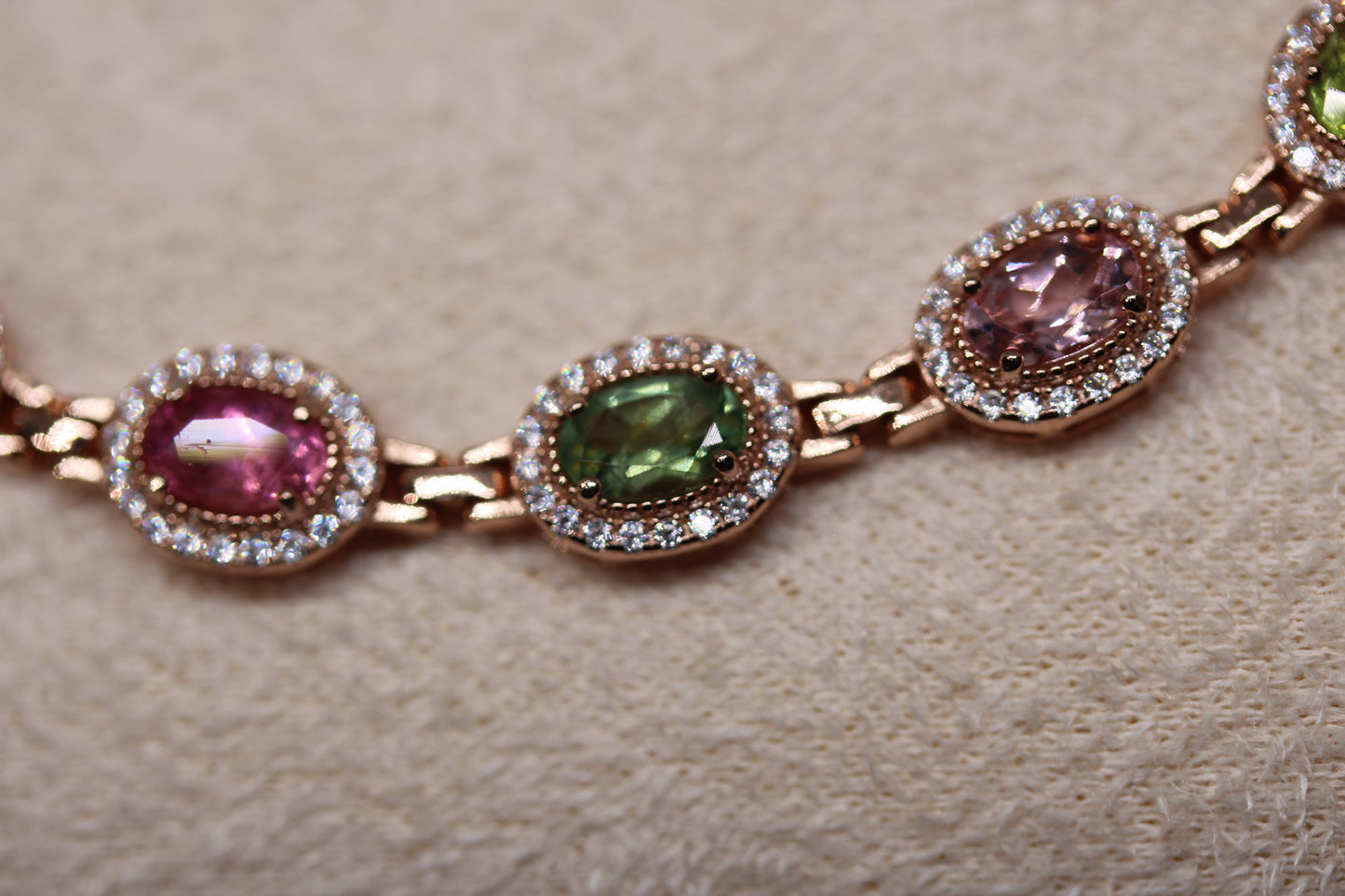 Colorful Tourmaline Bracelet in 925 Sterling Silver with Rose Gold Plating