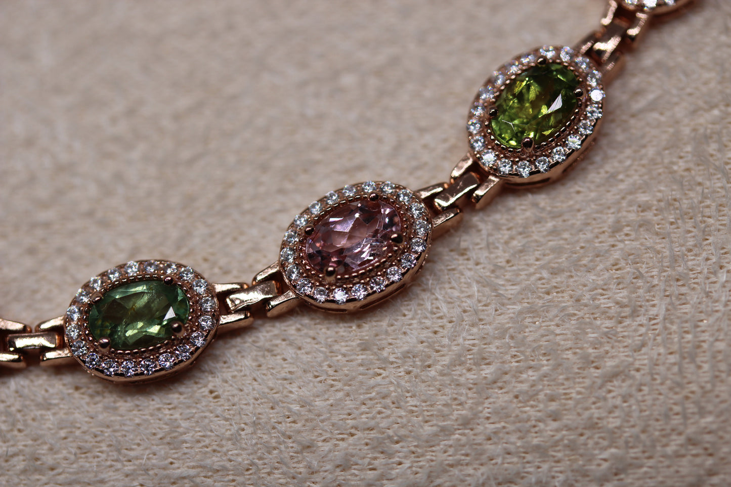 Colorful Tourmaline Bracelet in 925 Sterling Silver with Rose Gold Plating