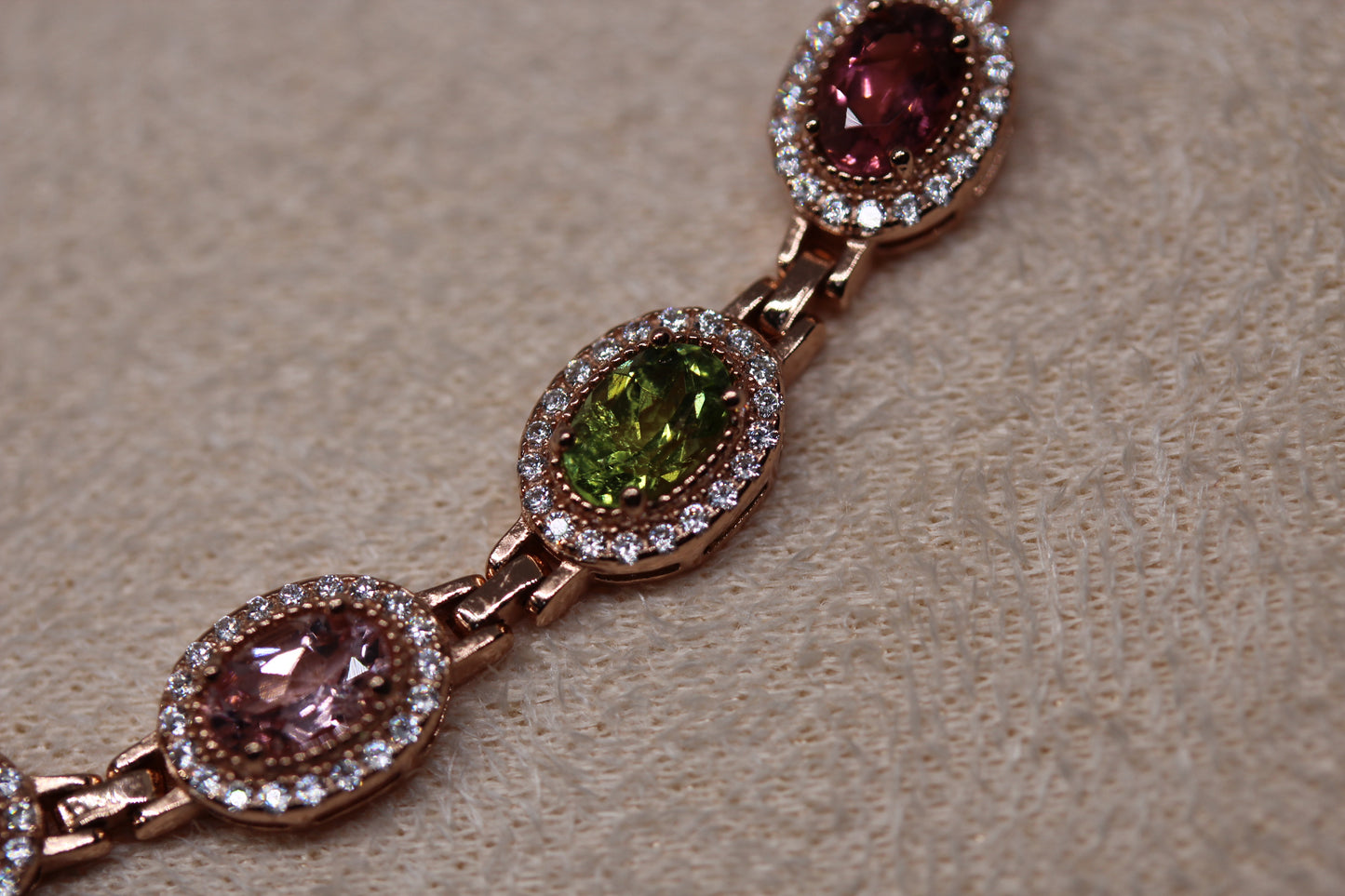 Colorful Tourmaline Bracelet in 925 Sterling Silver with Rose Gold Plating