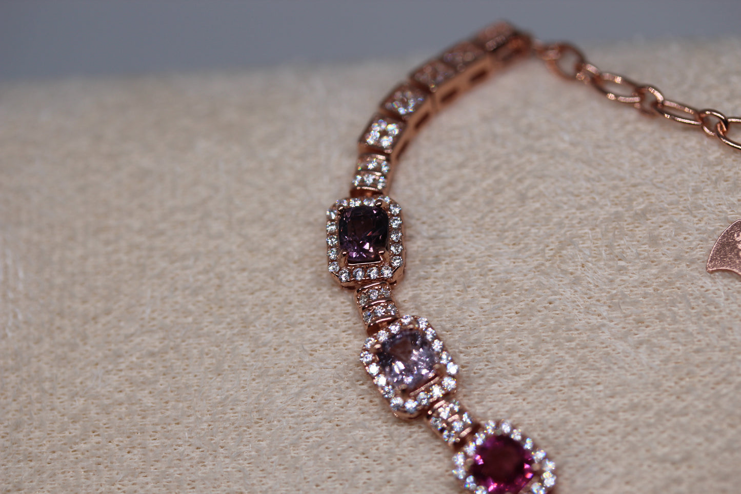 Colorful Spinel Bracelet in 925 Sterling Silver with Rose Gold Plating