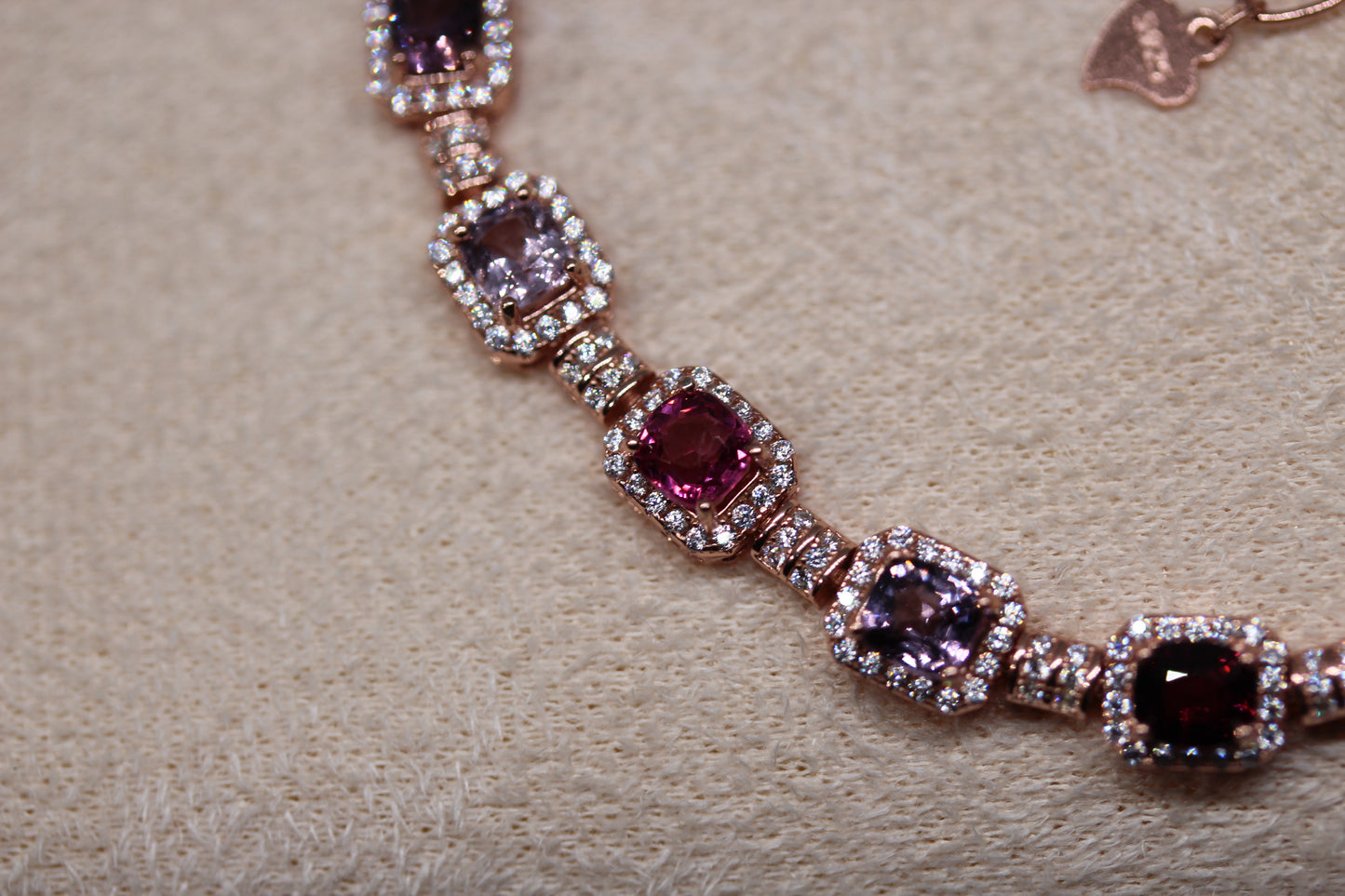 Colorful Spinel Bracelet in 925 Sterling Silver with Rose Gold Plating