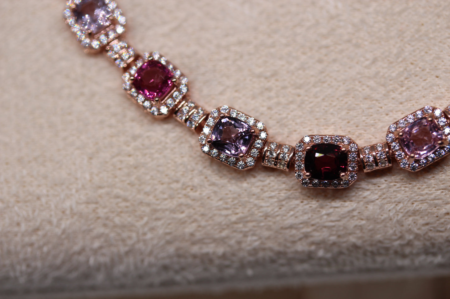 Colorful Spinel Bracelet in 925 Sterling Silver with Rose Gold Plating