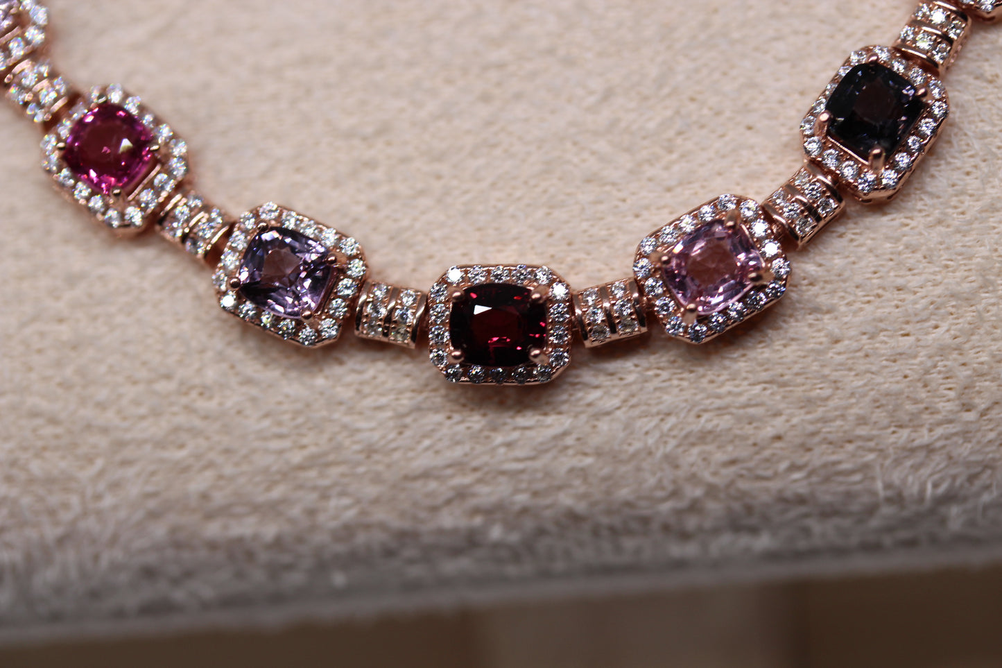 Colorful Spinel Bracelet in 925 Sterling Silver with Rose Gold Plating