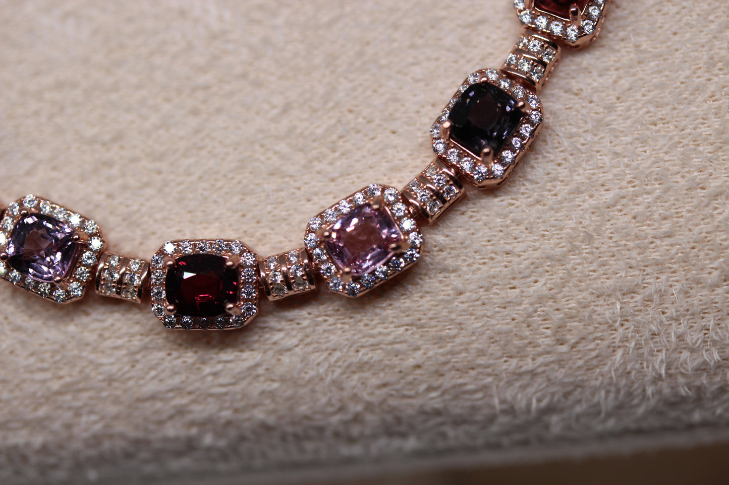 Colorful Spinel Bracelet in 925 Sterling Silver with Rose Gold Plating