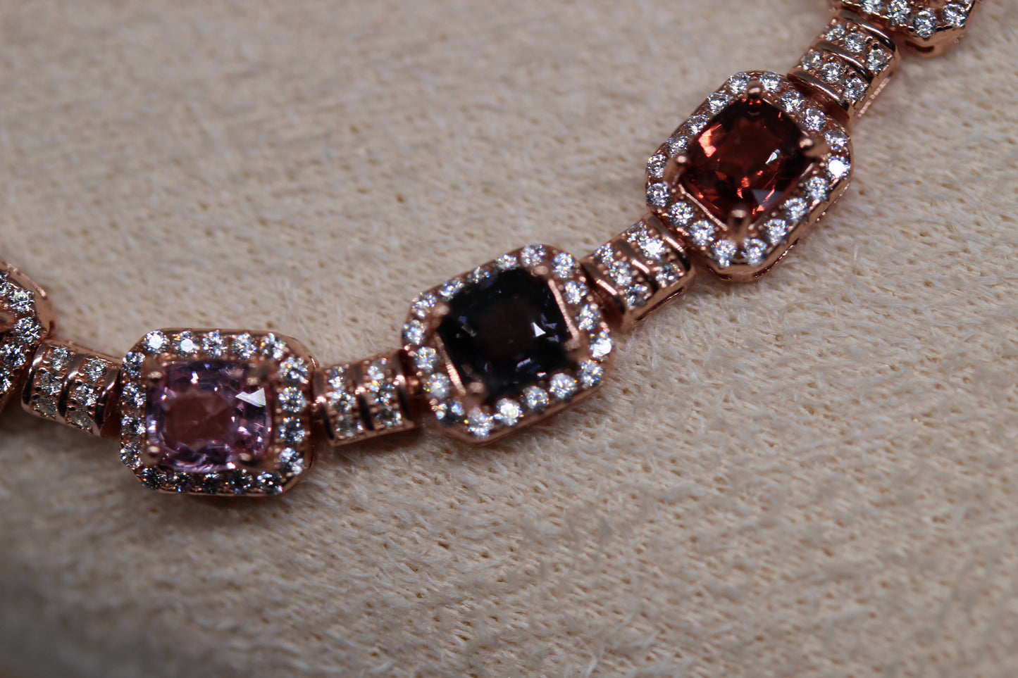 Colorful Spinel Bracelet in 925 Sterling Silver with Rose Gold Plating