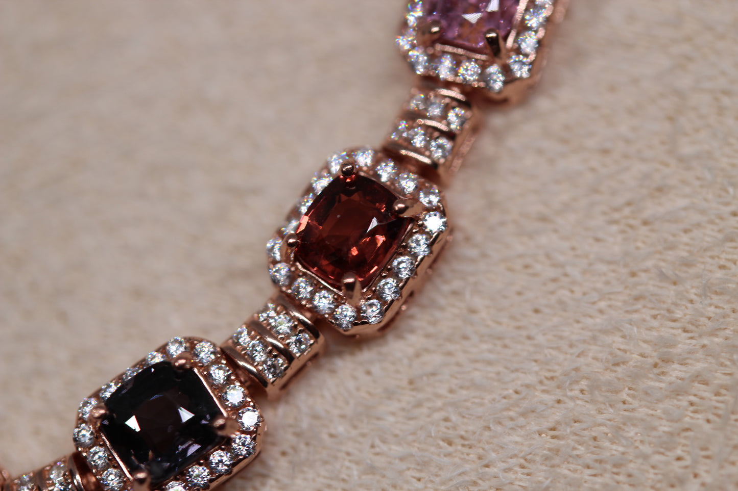 Colorful Spinel Bracelet in 925 Sterling Silver with Rose Gold Plating