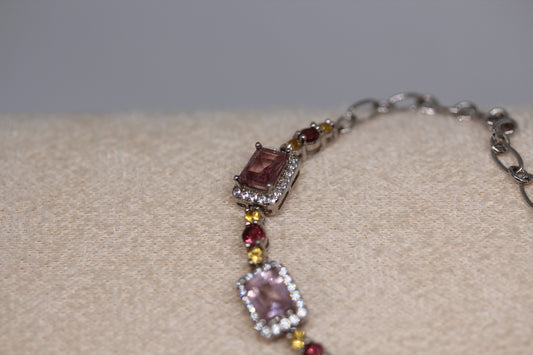 Colorful Spinel Bracelet in 925 Sterling Silver