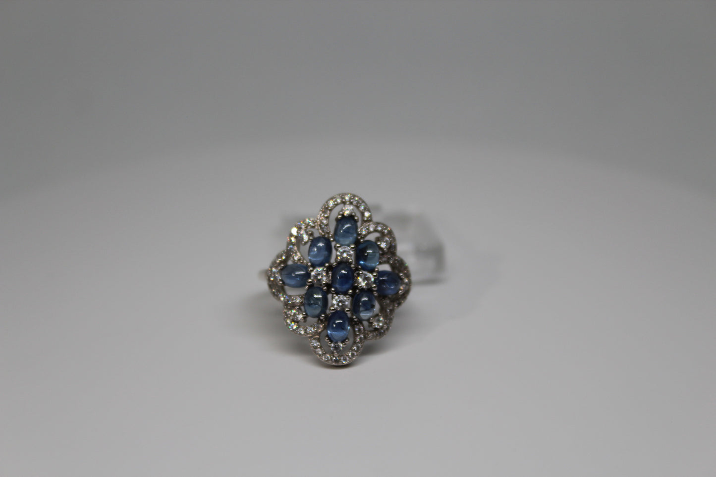 Unheated Blue Sapphire Statement Ring in 925 Sterling Silver