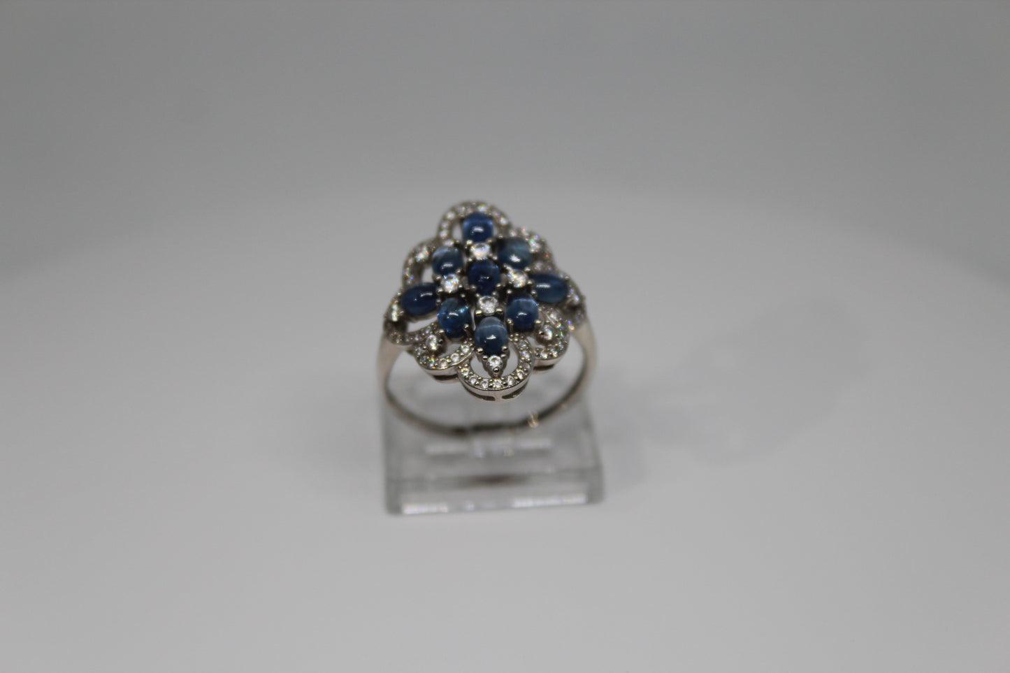 Unheated Blue Sapphire Statement Ring in 925 Sterling Silver
