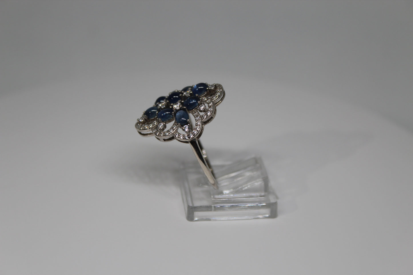Unheated Blue Sapphire Statement Ring in 925 Sterling Silver