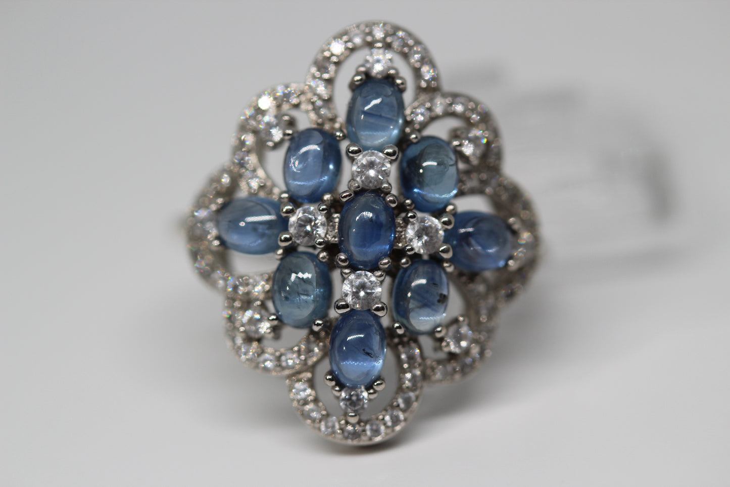 Unheated Blue Sapphire Statement Ring in 925 Sterling Silver