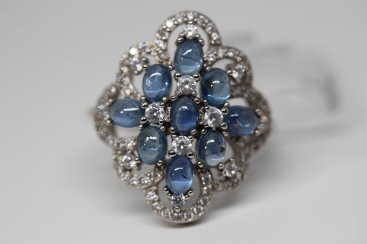 Unheated Blue Sapphire Statement Ring in 925 Sterling Silver