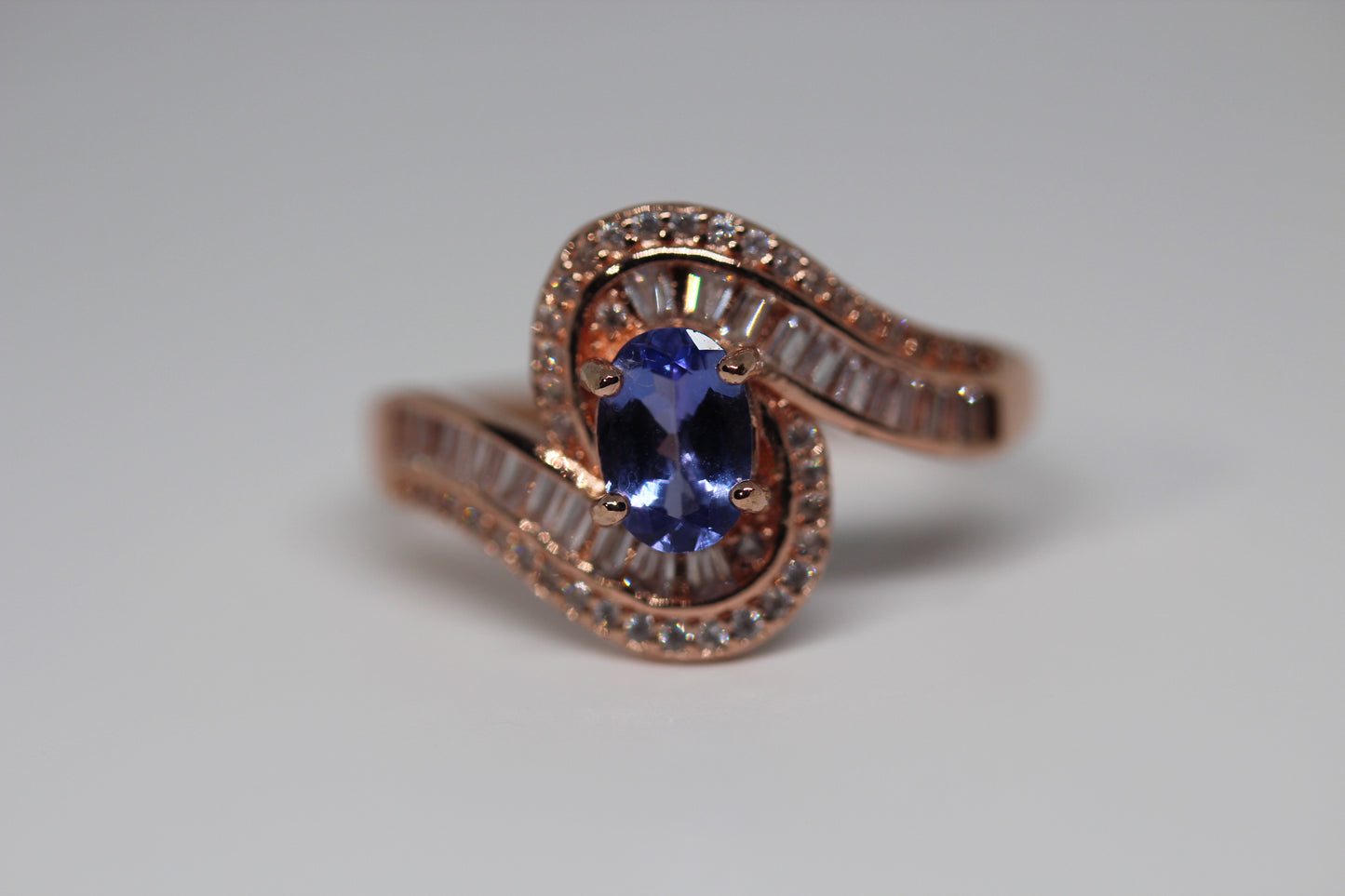 Tanzanite Ring in Rose Gold Plated 925 Sterling Silver