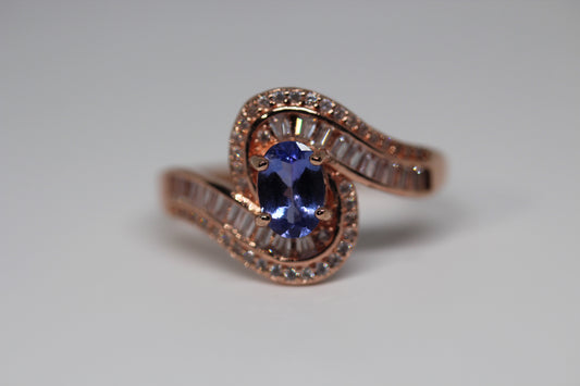 Tanzanite Ring in Rose Gold Plated 925 Sterling Silver