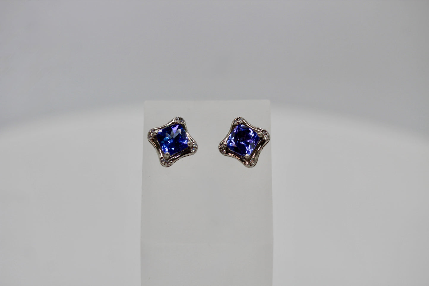 Natural Tanzanite Stud Earrings in Sterling Silver
