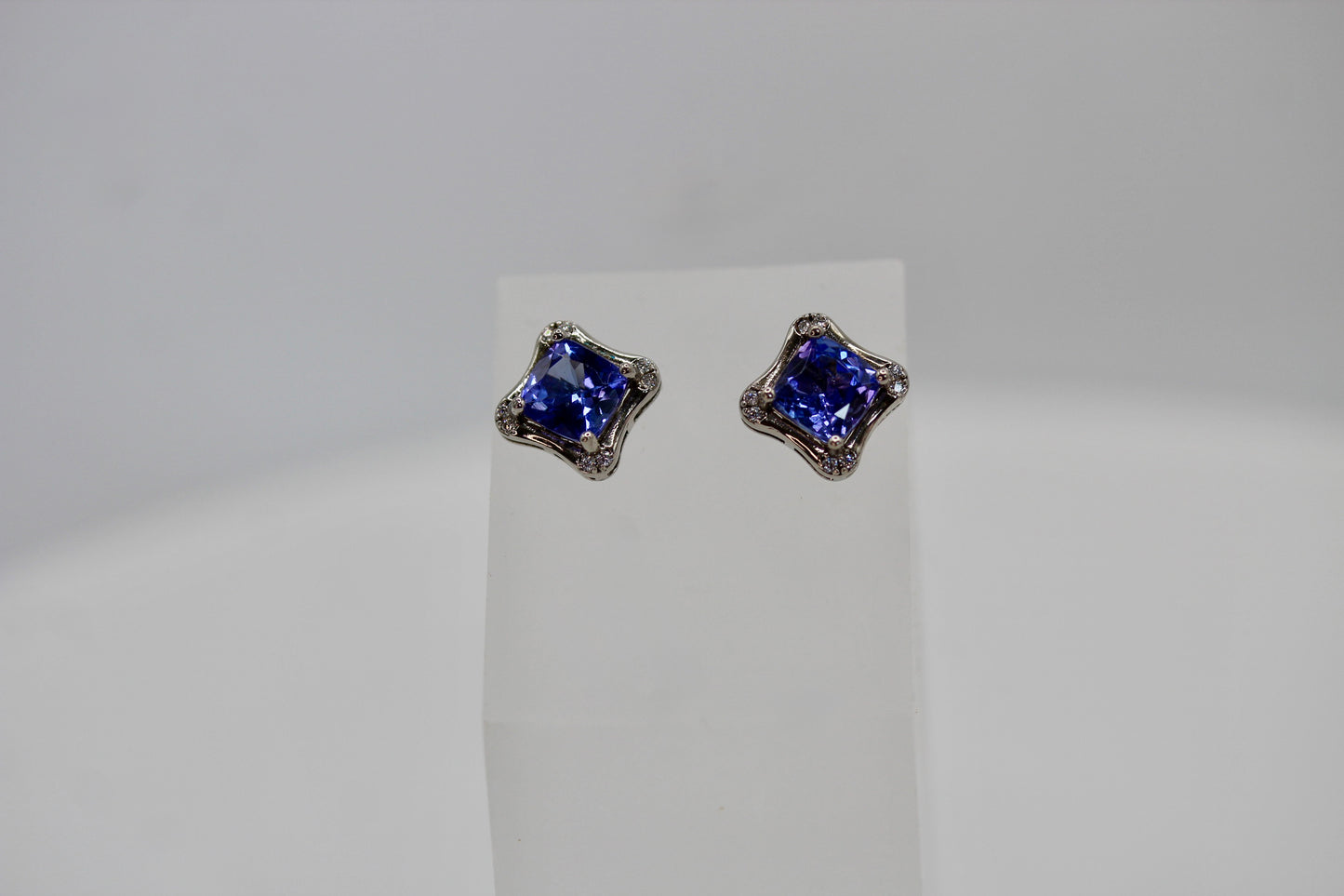 Natural Tanzanite Stud Earrings in Sterling Silver