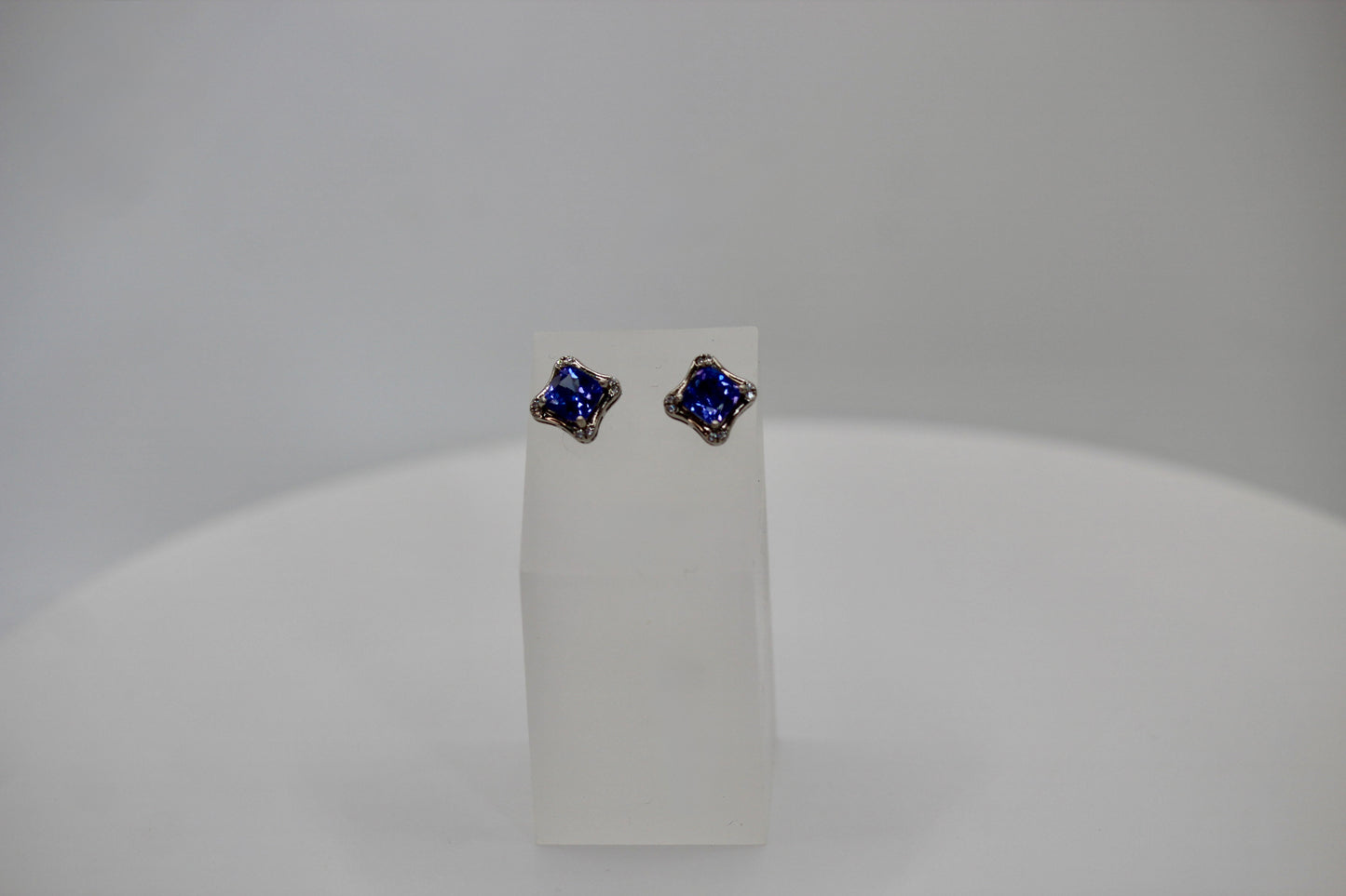 Natural Tanzanite Stud Earrings in Sterling Silver