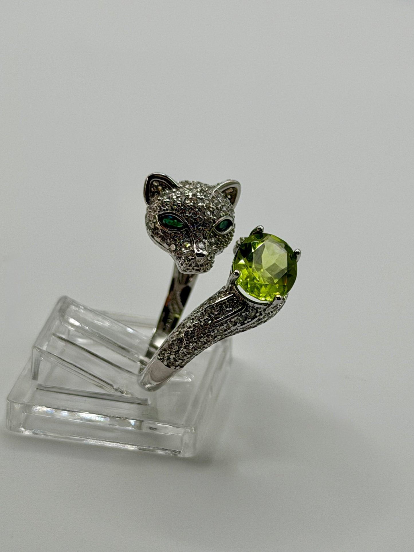 Natural Peridot Panther Ring