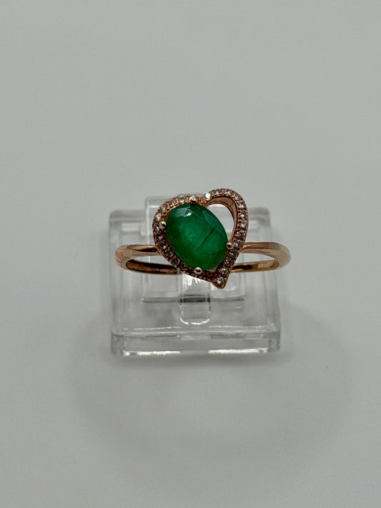 Natural Zambian Emerald Heart Ring – 1.25 CT