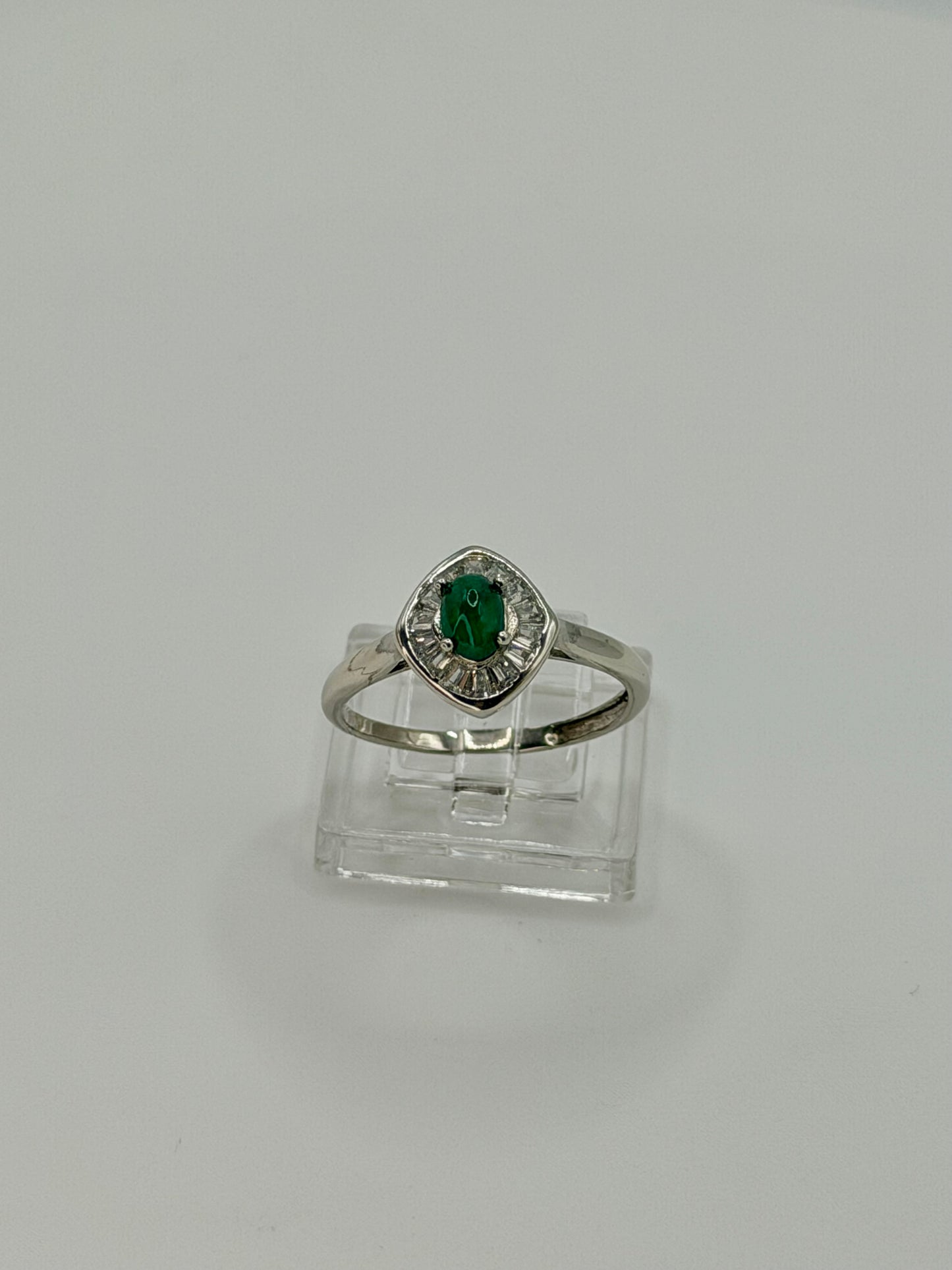 Natural Emerald Halo Ring