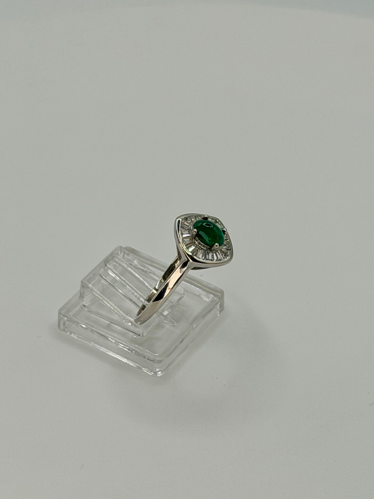 Natural Emerald Halo Ring