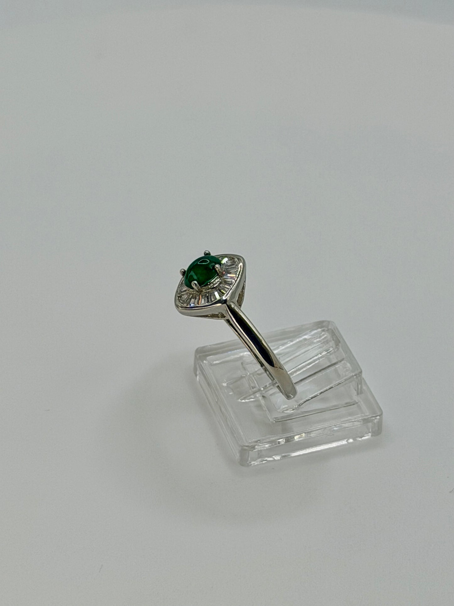 Natural Emerald Halo Ring