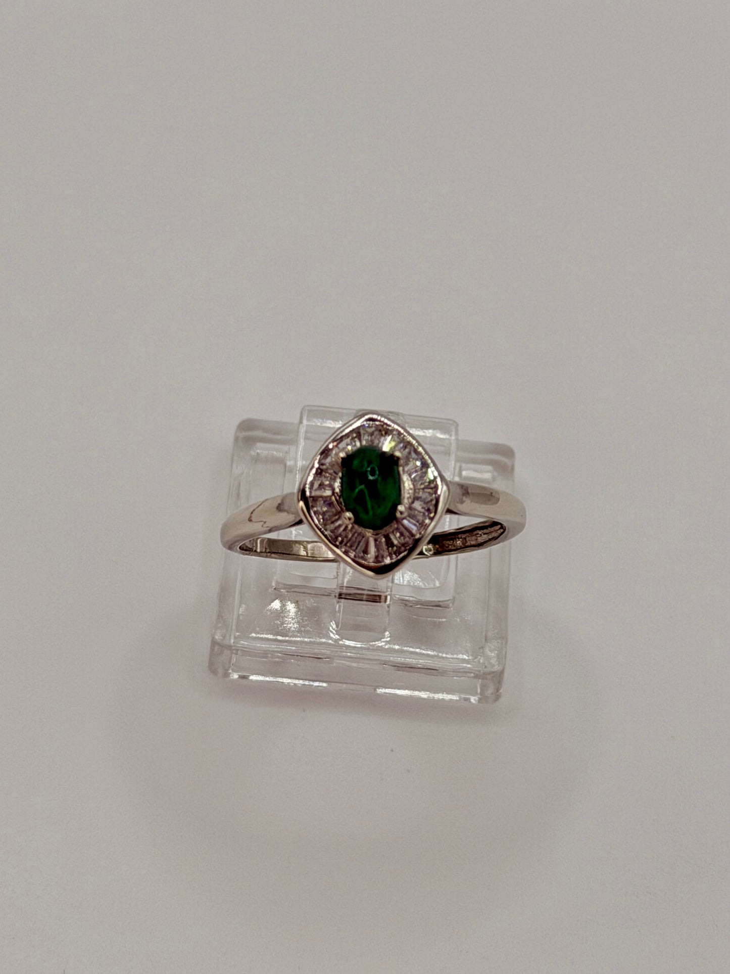 Natural Emerald Halo Ring
