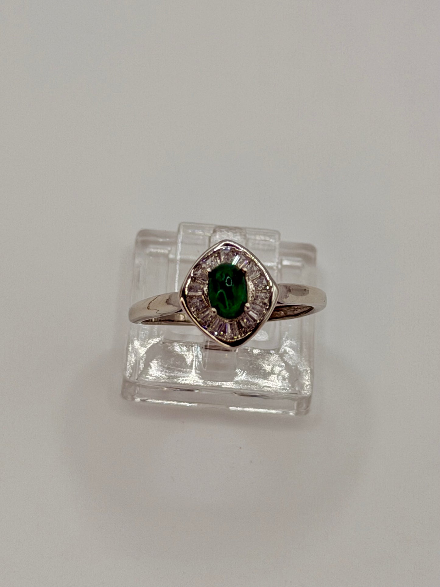Natural Emerald Halo Ring