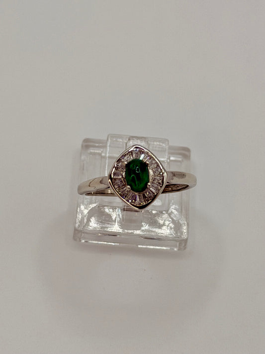 Natural Emerald Halo Ring