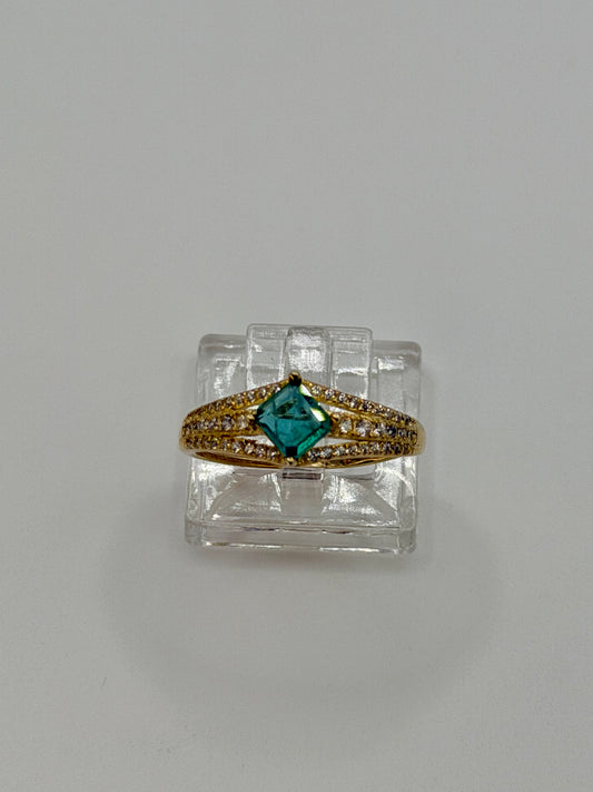 Natural Zambian Emerald Ring – 0.88 ct Emerald – Sterling Silver 925 with Gold Finish