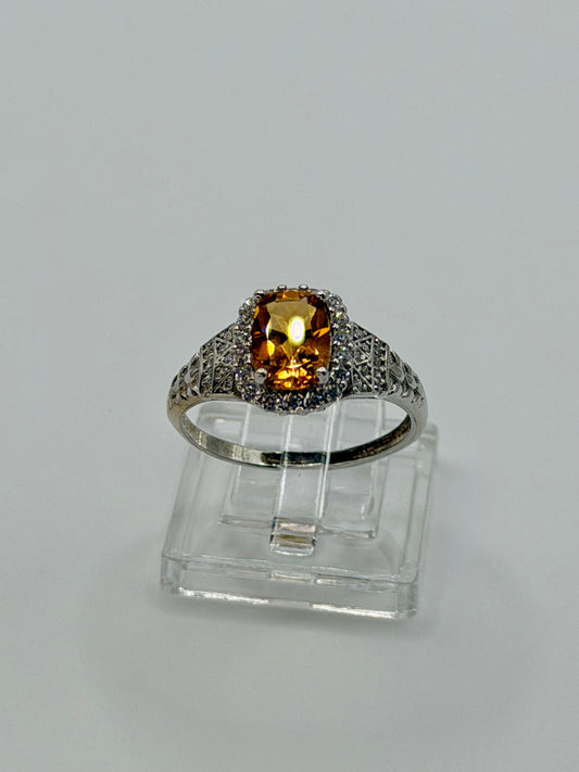 Natural Citrine Halo Ring – 2 CT