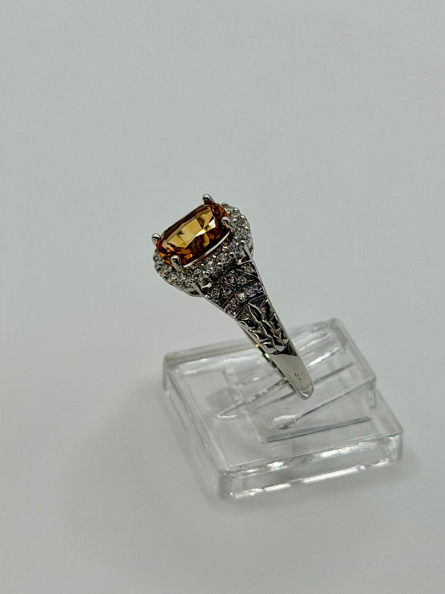 Natural Citrine Halo Ring – 2 CT