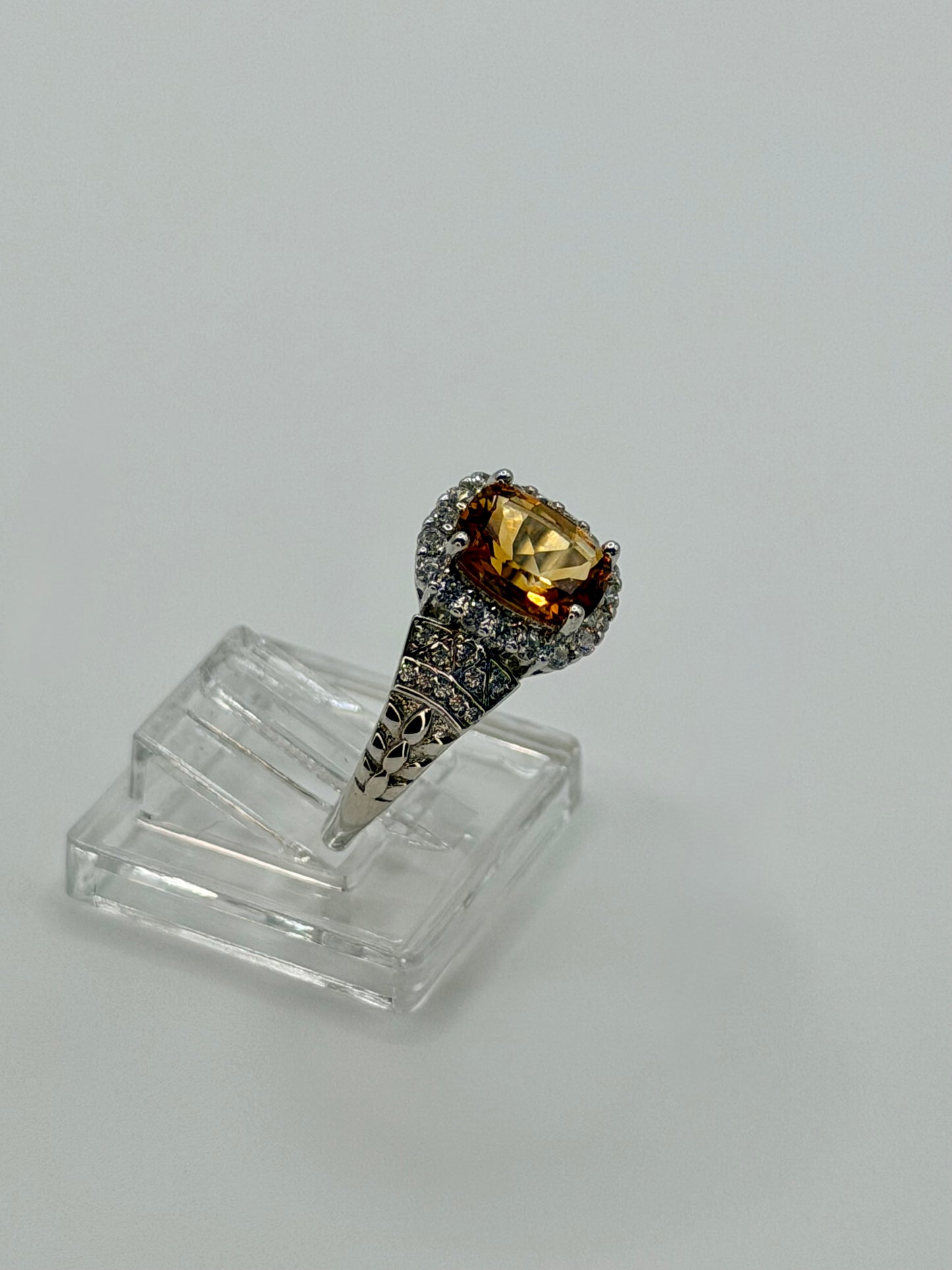 Natural Citrine Halo Ring – 2 CT