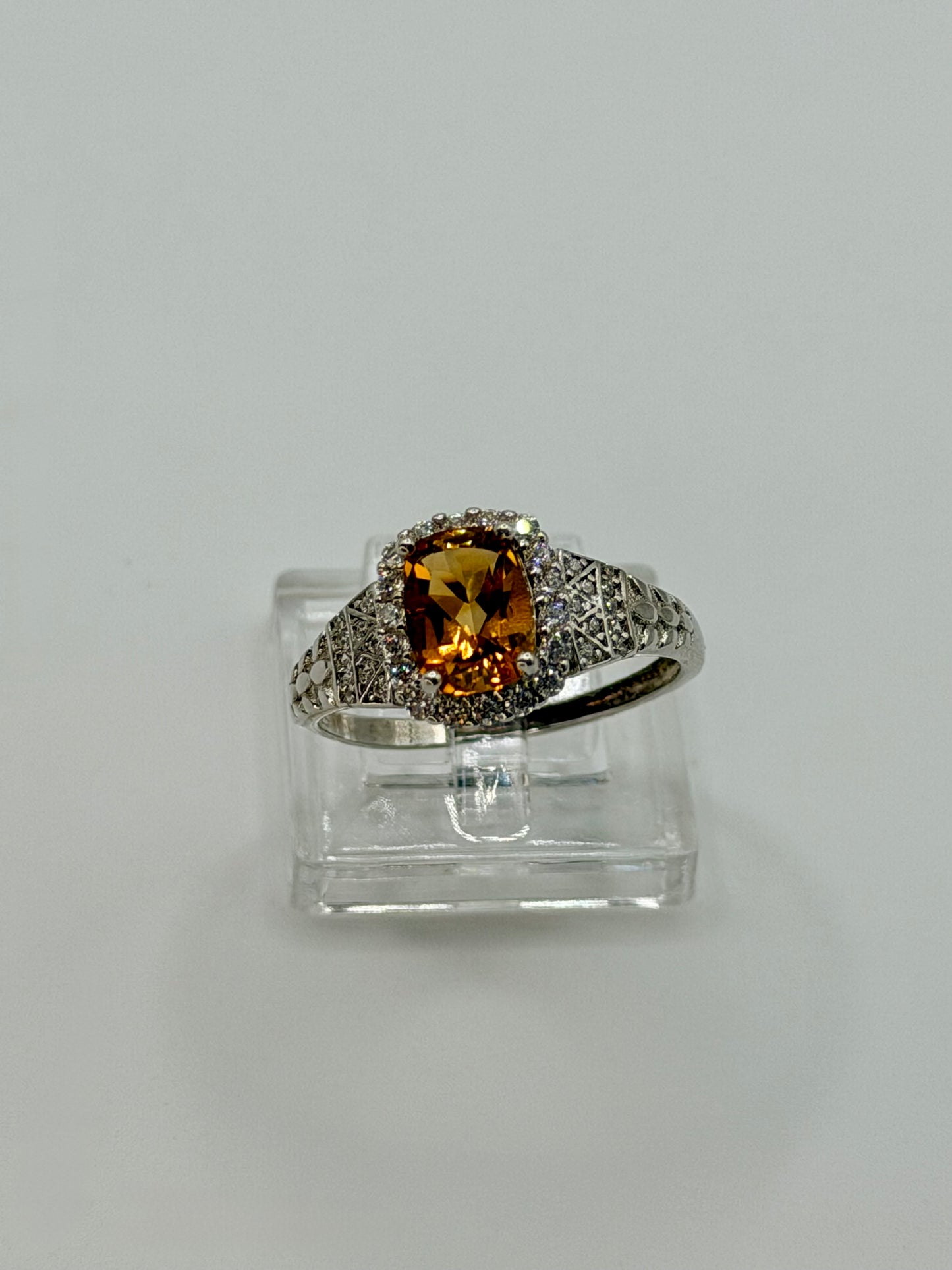 Natural Citrine Halo Ring – 2 CT