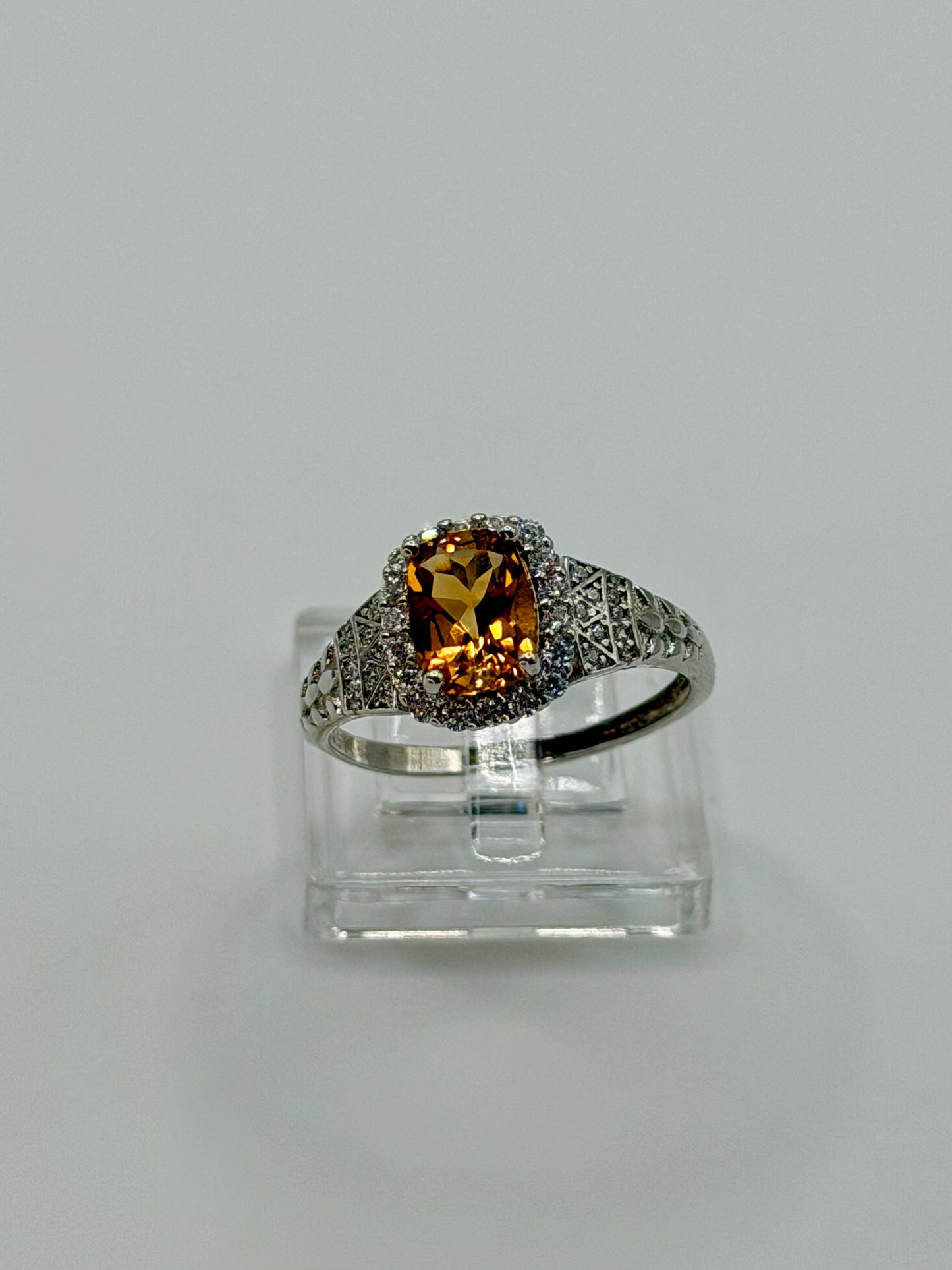 Natural Citrine Halo Ring – 2 CT